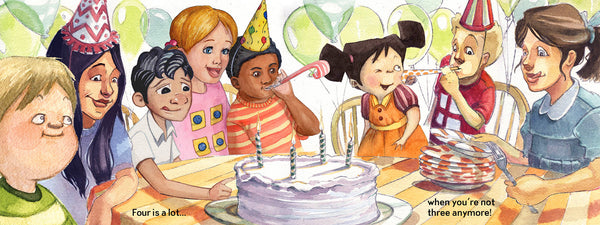 Four is a little, Four is a LOT, a birthday book for four-year-olds, 4th birthday party